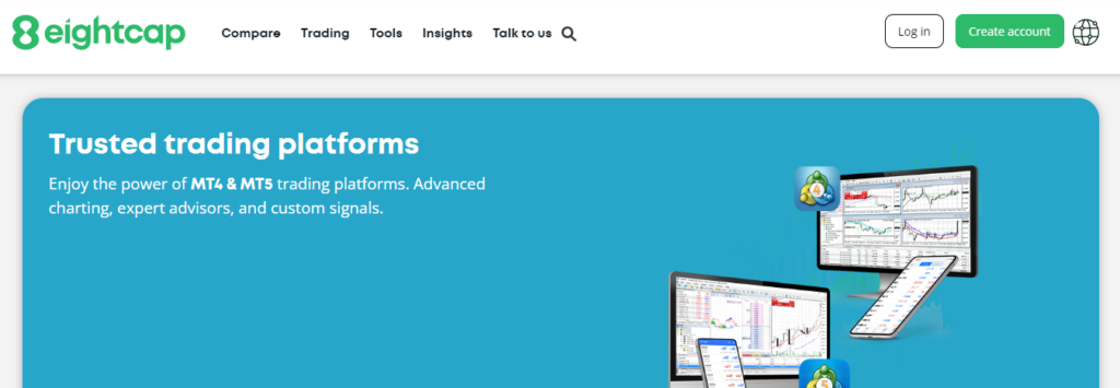Navigating EightCap's trading platform